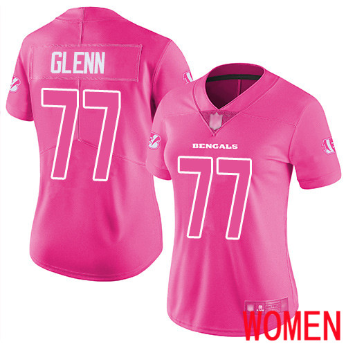 Cincinnati Bengals Limited Pink Women Cordy Glenn Jersey NFL Footballl #77 Rush Fashion->cincinnati bengals->NFL Jersey